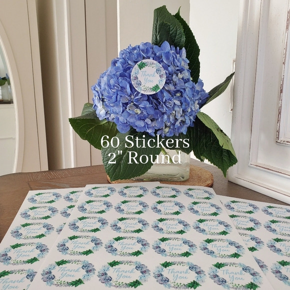 Poshmark Thank You Cards Poshmark Stickers Blue Flower Hydrangea Spring Floral - Picture 4 of 5